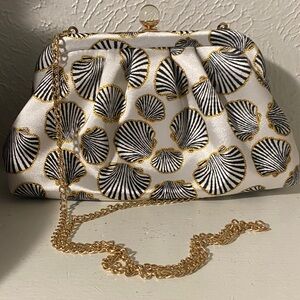 Isaac Mizrahi White and Gold Shell Clutch